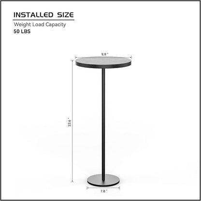 Round Pedestal Table Upgraded Side Black Drink with Weighted Base, Modern Cocktail Martini End Table for Small Space Sofa Couch Chair Living Room Bedroom Dorm Patio
