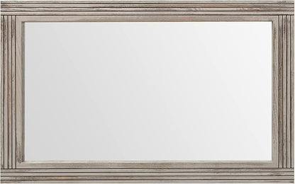 YOSHOOT Hand-Made Wooden Spliced Wall Mirror for Bathroom, Rustic Farmhouse Vanity Mirror, Décor Wall Art, Solid Wood Frame, Vertical or Horizontal Hanging, 60" x 36", Grey