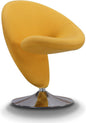 Manhattan Comfort Curl Swivel Accent Chair with 360° Turn, Fully Assembled, Upholstered in Wool Blend, Modern Ergonomic Design with Polished Chrome Base, Living Room & Office, Set of 1, Yellow