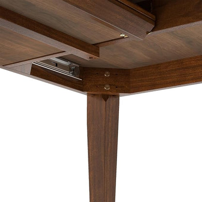 SIMPLIHOME Colby Extendable Dining Table, Solid Wood Walnut Veneer in Walnut, 60-76 x 36 inches, Contemporary-Style Rectangular Expandable Kitchen Table with Butterfly Leaf for 6+ People