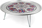 Korean Traditional Folding Snack Table – Retro Aluminum “Yang-eun Bapsang” with Flower Pattern (42.5cm)