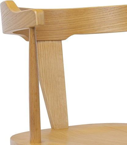 POLY & BARK Mid Century Modern Enzo Oak Dining Chair – Solid Oak Wood Splat Back Chair, 18" Seat Height, 32" Tall – Stylish MCM Kitchen & Dining Room Chair