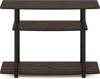 Furinno Turn-N-Tube No Tools 3-Tier Entertainment Center TV Stand for TV up to 32 Inch, Plastic Round Tubes, Dark Brown/Black