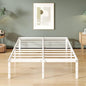 16 Inch White Full Size Bed Frame No Box Spring Need, Metal Platform Full Bed Frames with High Storage, Eassy Assembly 3,500 lbs Heavy Duty Bedframes
