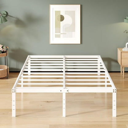 16 Inch White King Bed Frame Heavy Duty Metal Platform King Size Bed Frames with High Storage, Eassy Assembly 3,500 lbs Heavy Duty Bedframes