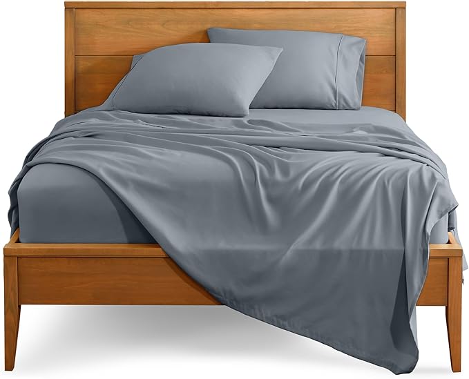 Bare Home Twin Sheet Set - 1800 Ultra-Soft Microfiber Bed Sheets - Double Brushed - Deep Pockets - Easy Fit - 3 Piece Set - Bed Sheets (Twin, Steel Blue)