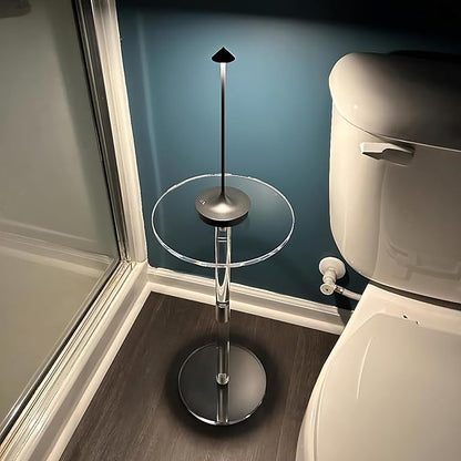 Small Drink Table,Acrylic Side Table, 10" L x 10" W x 21.3" H, End Table for The Living Room, Bedroom, Bathroom, Hallway and Balcony(Clear)