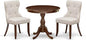 East West Furniture AMSI3-MAH-35 3 Piece Dining Room Table Set Contains a Round Kitchen Table with Pedestal and 2 Doeskin Linen Fabric Parson Dining Chairs, 36x36 Inch, Mahogany