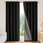 Joydeco 100% Blackout Curtains for Bedroom - Natural Linen Curtains 52"W x 90"L Long, Thermal Insulated 2 Panels Black Light Blocking Drapes, Rod Pocket & Back Tabs, Darkening Privacy for Living Room