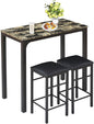 VECELO Dining Table Set with 2 Stools,3 Piece Counter Height for Kitchen, Living Room, Small Apartment