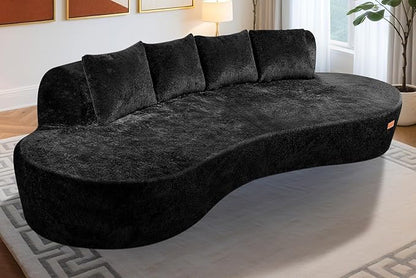 Homguava 104'' Modular Sectional Sofa,Curved Modern Sofa with Memory Foam,Deep Seat Cloud Couch with 4 Pillows,Upholstered Oversized Couches for Living Room Apartment Office,No Assembly Required,Black