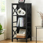 Small Bookshelf,4 Tier Industrial Bookcase with Metal Frame and Backboard,Narrow Black Book Shelf,Office Book case for Small Spaces,Living Room,Bedroom and Home Office