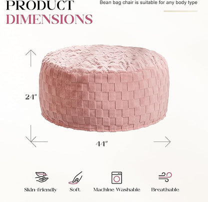 Hobestluk Bean Bag Chairs Beanbag Chair with Filler Adult Bean Bags with Fluffy Cover, Giant Bean Bag Chairs for Adults for Living Room, Bedroom (Pink, 4FT - 44” x 44” x 24”)