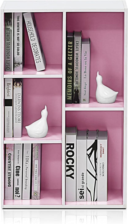 Furinno 5-Cube Reversible Open Shelf, White/Pink 11069WH/PI