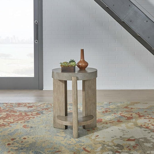 Liberty Furniture Affinity Chairside Table for Living Room - Dusty Taupe Faux Concrete Tops