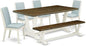 East West Furniture V077LA015-6 6 Piece Dining Table Set Contains a Rectangle Dining Room Table with V-Legs and 4 Baby Blue Linen Fabric Parson Chairs with a Bench, 40x72 Inch, Multi-Color