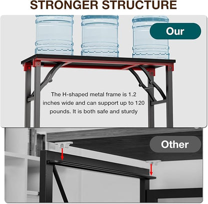 TEMI Small Computer Desk Folding Table - No Assembly, Compact 35.8" Foldable Desk with Power Outlets & USB Charging Port, Portable Small Office Desk, Ideal Mini Study Table, Dark Oak