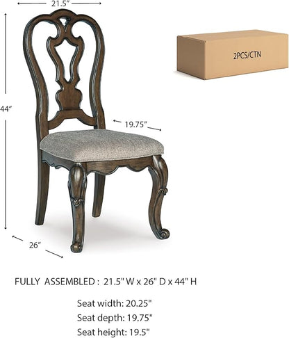 Signature Design by Ashley Maylee Classic Upholstered Armless Dining Chair, Set of 2, Dark Brown