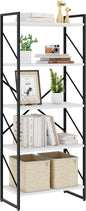 Bookshelf, 5 Tier Bookshelves, Home Office Bookcase Shelf Storage Organizer, Free Standing Storage Shelving Unit for Bedroom, Living Room and Home Office,White
