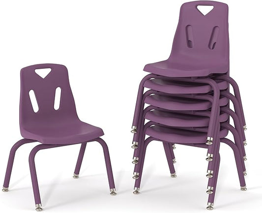 Berries Jonti-Craft 8118JC6004 Stacking Chairs with Powder-Coated Legs, 8" Height, Purple, Pack of 6