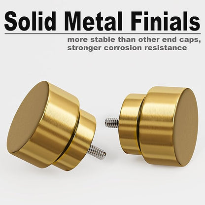 2 Pack Modern Gold Curtain Rods for Windows 48 to 84 Inches Adjustable Length Heavy Duty 1" Diameter Brass Window Curtain Rod with Solid Metal Finials for Outdoor Farmhouse Bedroom Kitchen Living Room