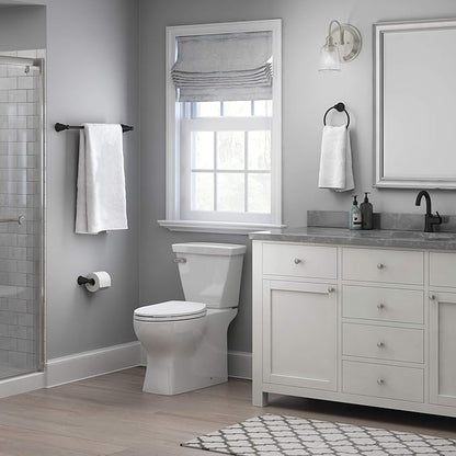 Franklin Brass Kinla 3-Piece Bathroom Set Matte Black 24" Towel Bar Rack, Toilet Paper Holder, Ring KIN3PC-MB