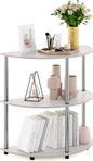 Furinno Frans Turn-N Half Round Console Table with Stainless Steel Tubes, White Oak, 15.6D x 31.1W x 30.8H in