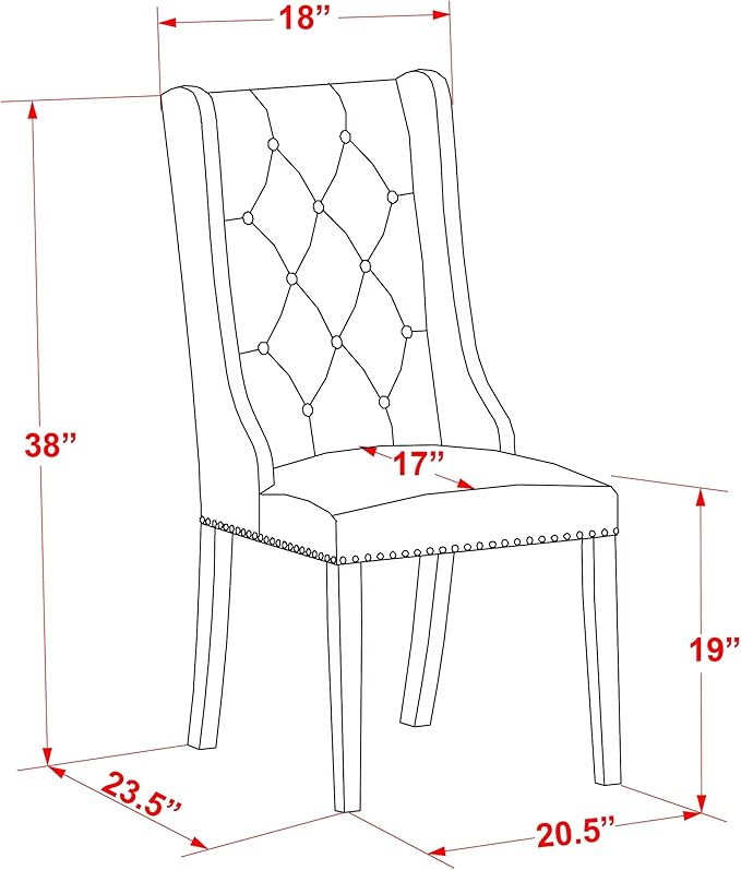 LEFO9-AWA-18-9-Piece Kitchen Table Set Includes a Breakfast Table and 8 Brown Linen Fabric Parson Chairs with Button Tufted Chair Back - Antique Walnut Finish.
