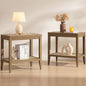 SICOTAS Rattan Nightstands Set of 2 Bedside Table - Boho Narrow End Table Living Room Set of 2 Side Table with Rattan Storage Shelves for Small Space