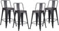 AC Pacific 24” Metal Barstool Set of 4 – Country Rustic Style with Low Back, Lightweight & Sturdy Build, Easy Assembly – Distressed Black