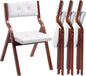 VEVOR Wooden Folding Chairs with Cushion, Set of 4, Portable Foldable Cushion Chair with Wooden Frame, Modern Padded Dining Chair for Kitchen, Office, Wedding, Party, Dining Room, Easy Assembly, White