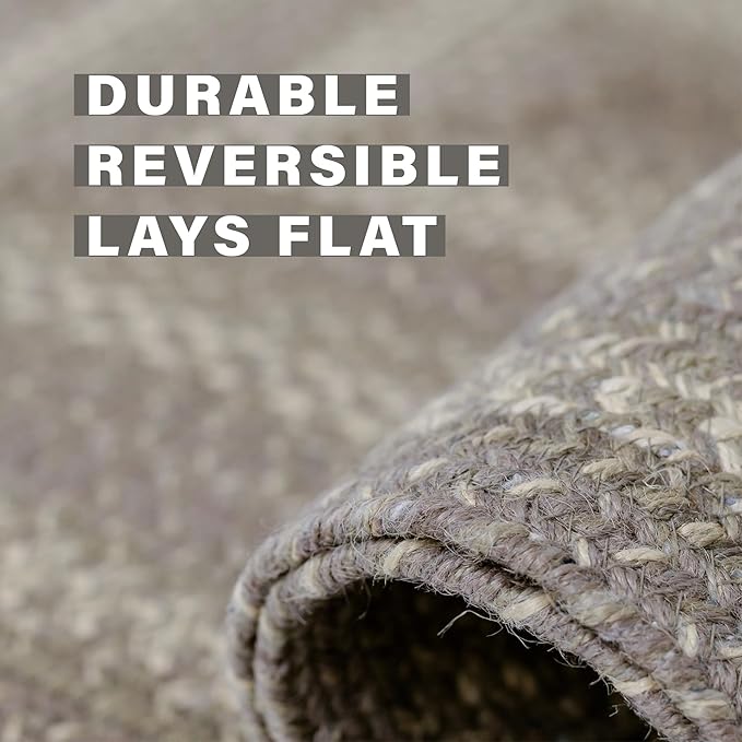 Homespice Grey Cloud Jute Braided Area Rugs, 8x10' Rectangle - Grey, Warm Farmhouse Decor, Perfect for Living Rooms, Dining Areas and Bedrooms - Pet Friendly and Easy to Clean