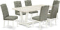 East West Furniture V027EL207-7 7 Piece Dining Room Table Set Consist of a Rectangle Kitchen Table with V-Legs and 6 Gray Linen Fabric Parsons Dining Chairs, 40x72 Inch, Multi-Color