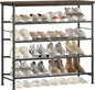 Shoe Rack Organizer 5 Tier for Closet Entryway Free Standing Metal Storage Shoe Shelf with MDF Top Board，Black+Rustic Brown