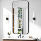 Bathroom Mirror, 48 x 24 inch Black Rectangle Wall Mirror, Metal Framed Rectangular Vanity Mirror, Rounded Corner Wall Mounted Mirror for Modern Bedroom Living Room Horizontal/Vertical