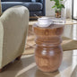 Handcrafted Tree Stump Accent Table 15.75" H Small Solid Paulownia Wood Stool/Side Table, Unique Rustic Farmhouse Decor, Ideal for Patio, Balcony, Bedroom
