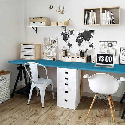 Kaboon Universal Table Top 45.67"x23.62", Solid One-Piece Desktop, Reversible Melamine Countertop, Double Desks, L-Desk DIY, Cyan