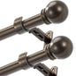 Curtain Rods for Windows 16 to 48 Inches, Curtain Rod Max Adjustable Length of 60 IN, 1" Diameter Drapery Rods Round Finials, Brown, Pack of 2