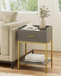 Nightstand,3-Tier Modern Night Stand,Bedside Table with Storage Drawer and Shelf,Small Side Table for Bedroom,Living Room,Gray
