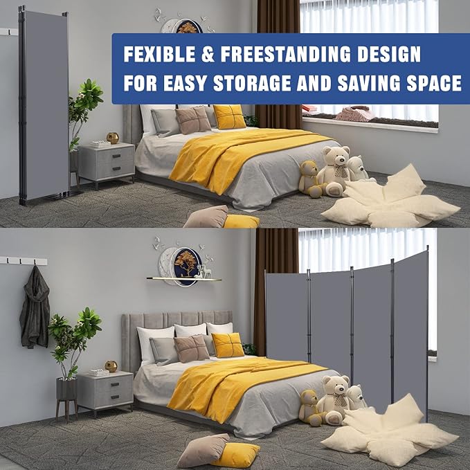 Room Divider 6FT Portable Room Dividers and Folding Privacy Screens, 88'' W Fabric Divider for Room Separation, 4 Panel Partition Room Dividers Freestanding Wall Divider Screen for Dorm Studio Office