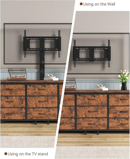 TV Stand with Mount for 32/55/65/75/85 inch TVs, Entertainment Center with 9 Fabric Drawers Dresser Storage, Height Adjustable Media Console