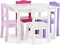 Humble Crew Kids Wooden Table and 4 Chairs Set, White/Purple/Pink - Kids Table and Chair Set for Toddlers and Children for Arts, Crafts, and Snack Time - Sturdy, Durable Toddler Activity Table