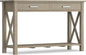 SIMPLIHOME Kitchener Console Table - 47 Inch Wide Solid Wood Sofa Table in Distressed Grey, Contemporary Storage Table for Entryway or Living Room with 2 Drawers, Bottom Shelf, and X-Design Sides