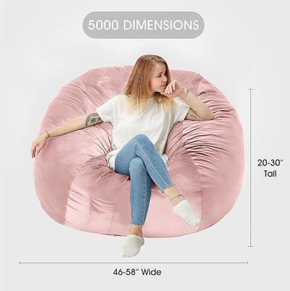 HABUTWAY Bean Bag Chair: Giant 5' Memory Foam Furniture Bean Bag Chairs for Adults with Microfiber Cover 5Ft (Pink)