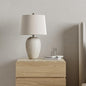 Nourison Home 23" Distressed Cream/Beige Rustic Ceramic Jar Table Lamp for Bedroom, Living Room, Dining Office, with Ivory Shade