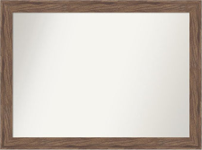 Amanti Art Brown Bathroom Mirror for Over Sink, 32x43 Pia Medium Brown Rectangle Vanity Mirror, X-Large Casual Frame, Hangs Horizonally and Vertically, Bathroom Wall Decor, Non-Beveled Edge