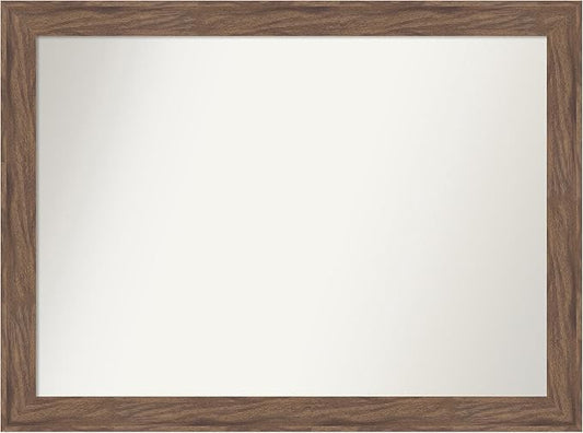 Amanti Art Brown Bathroom Mirror for Over Sink, 32x43 Pia Medium Brown Rectangle Vanity Mirror, X-Large Casual Frame, Hangs Horizonally and Vertically, Bathroom Wall Decor, Non-Beveled Edge
