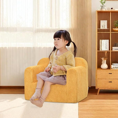 Getifun Kids Sofa, 2-in-1 Comfy Toddler Couch,Soft Sherpa Fold Out Toddler Chair for Boys and Girls (Yellow)