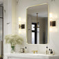 Wall Mount Mirror for Bathroom, Brushed Gold Metal Framed Rounded Corner Rectangular Vanity Mirror (20" x 30", Gold)