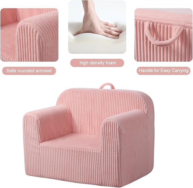 Getifun Foam Kids Sofa, Kids Armchair with Carrying Handle, Comfy Toddler Sofa Couch,Soft Toddler Armchair for Boys and Girls (Pink)